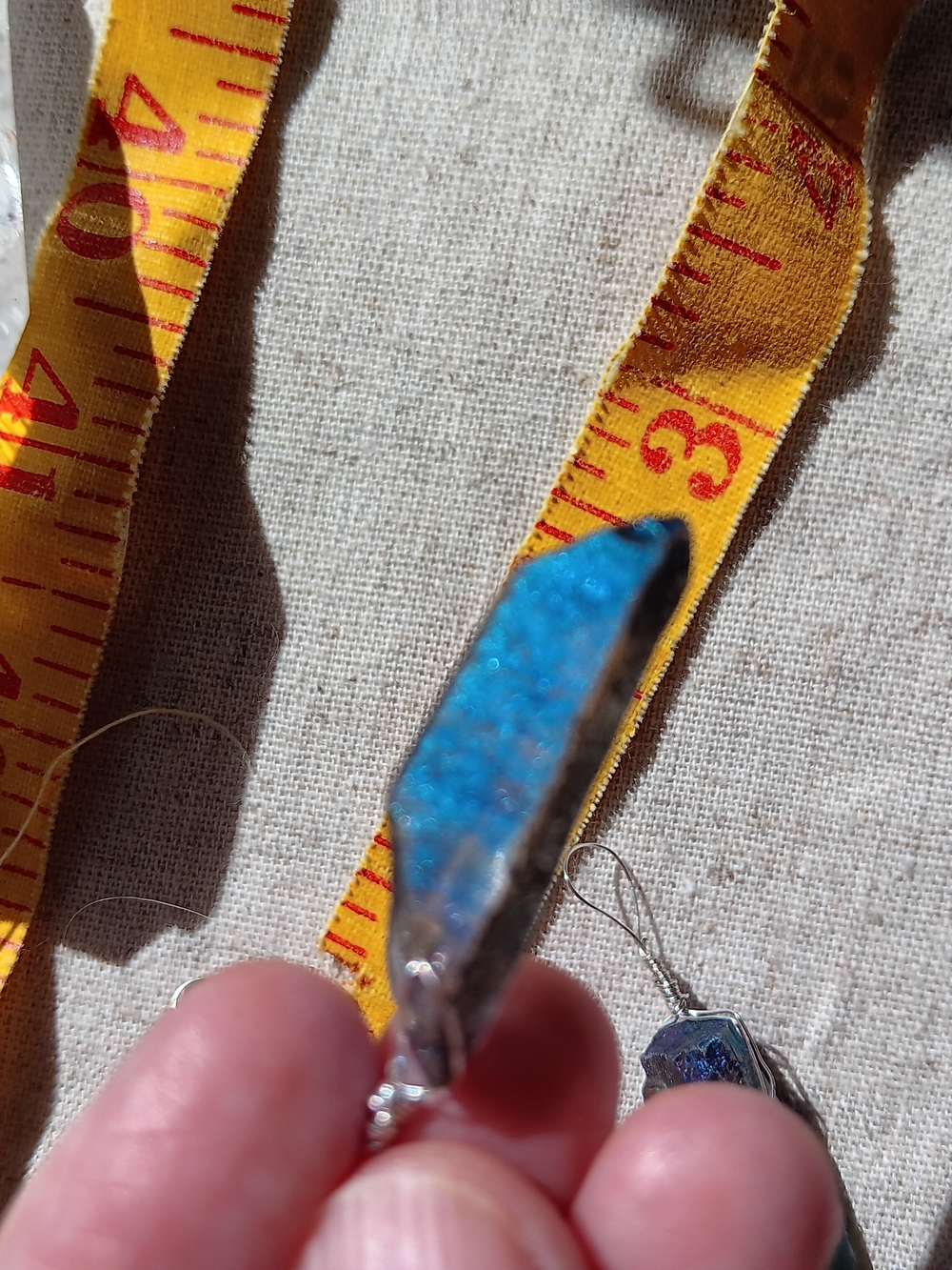 Handcrafted Blue Aura Quartz Point Earrings - Unbranded